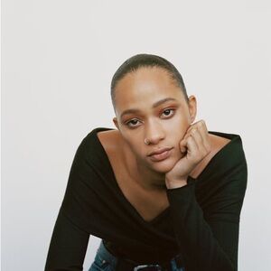 ZARA Black Off the Shoulder Wrap Top Long Sleeve | Medium M